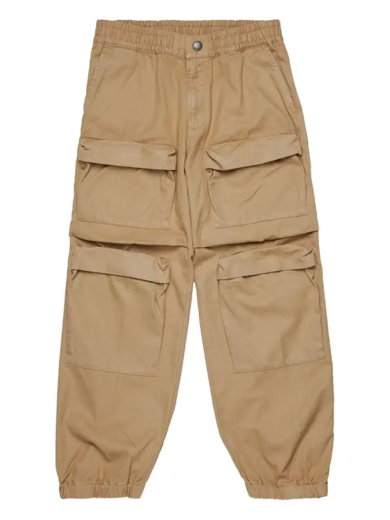 Pantaloni in Cotone con Vita Elasticizzata Beige