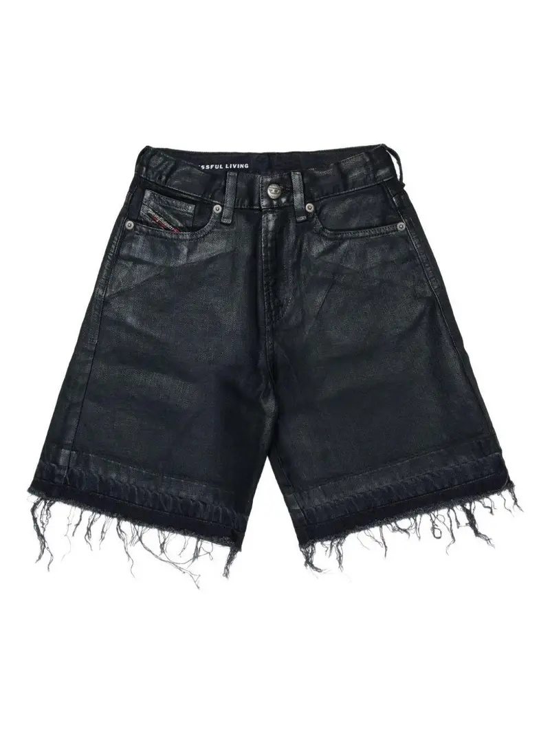 Shorts in Denim D-Argjx con Logo Posteriore Denim Nero