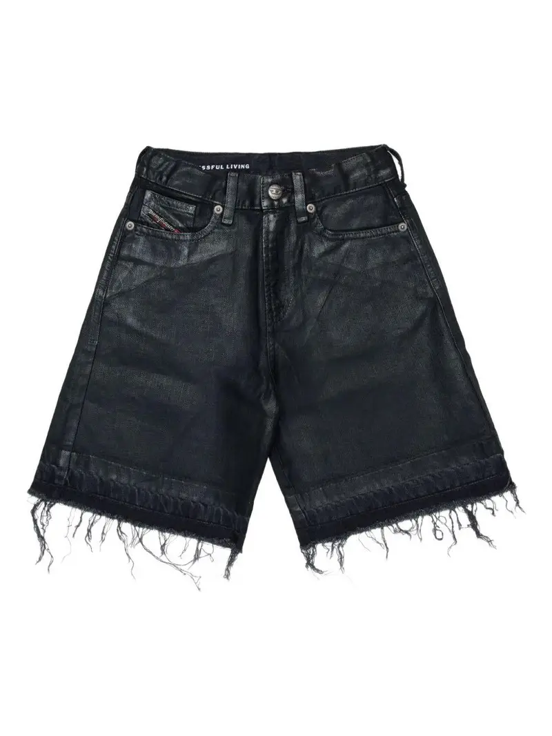 Shorts in Denim D-Argjx con Logo Posteriore Denim Nero