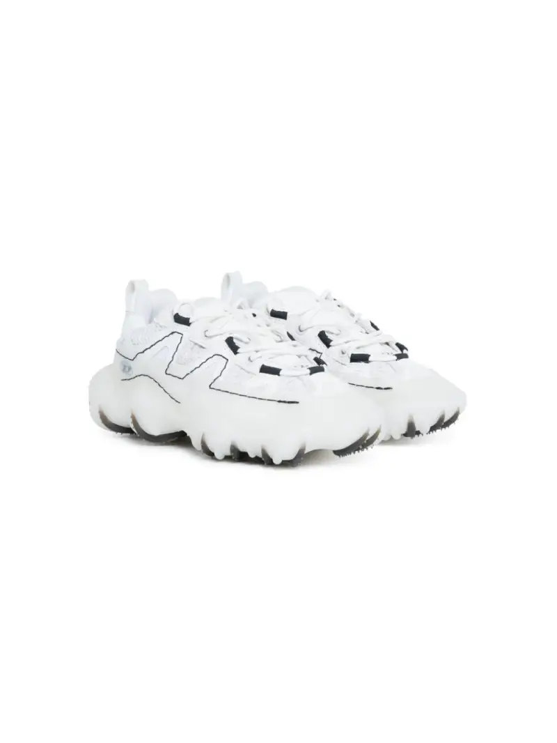 Sneakers bianche con profili a contrasto Bianco