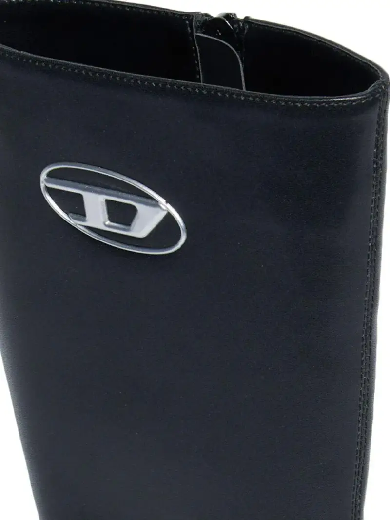 Stivale alto nero placchetta Oval-D miniatura 3