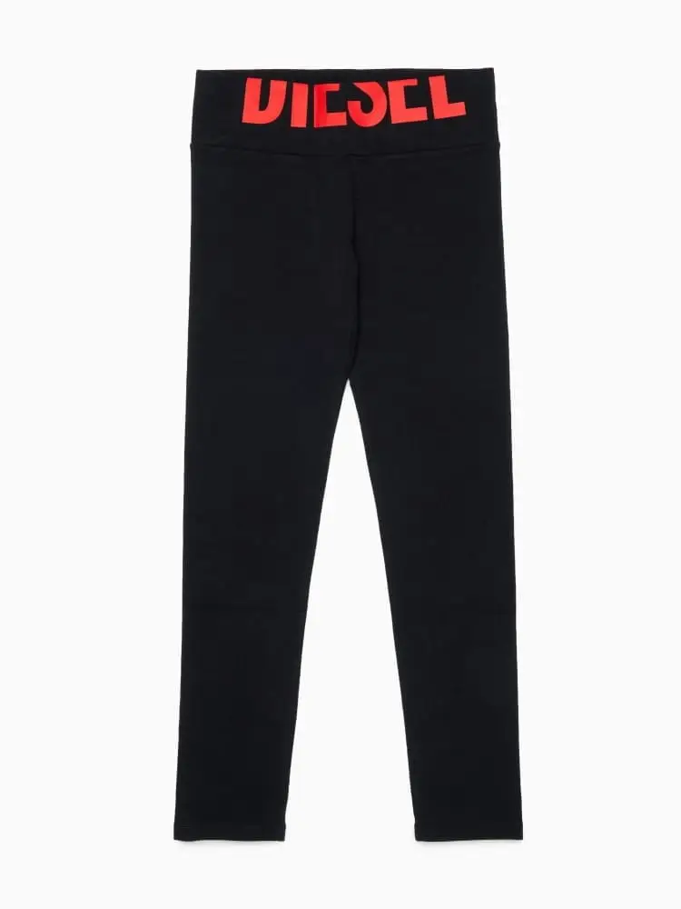 leggins kids/junior in cotone nero con stampa logo