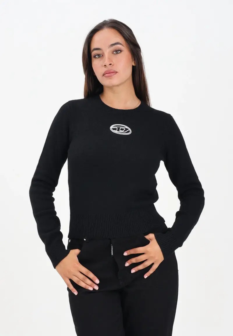 Maglioncino girocollo nero per donna, ragazzi e bambini con logo Oval D miniatura 2