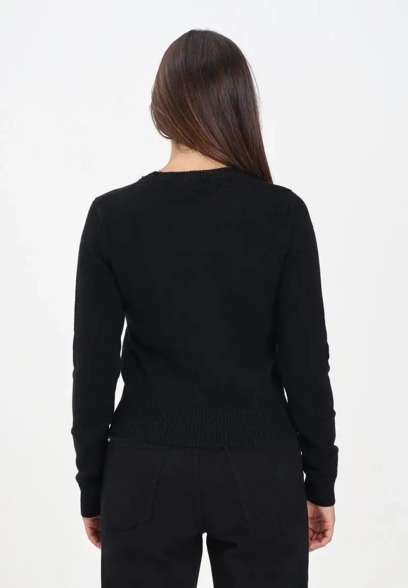 Maglioncino girocollo nero per donna, ragazzi e bambini con logo Oval D miniatura 3