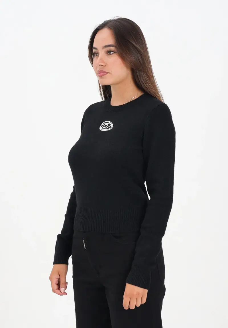 Maglioncino girocollo nero per donna, ragazzi e bambini con logo Oval D