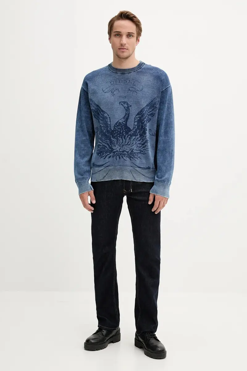 maglione in cotone K-FENICOL uomo colore blu A19481.0BJBS miniatura 2