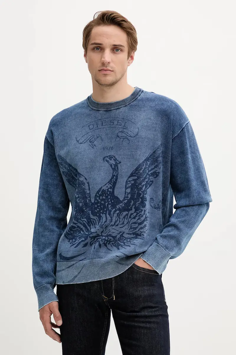 maglione in cotone K-FENICOL uomo colore blu A19481.0BJBS