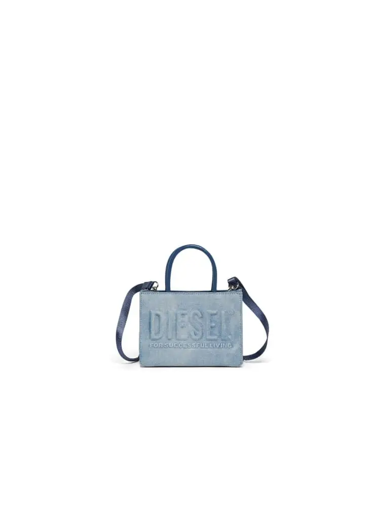 mini borsa kids/junior in denim con logo 3d