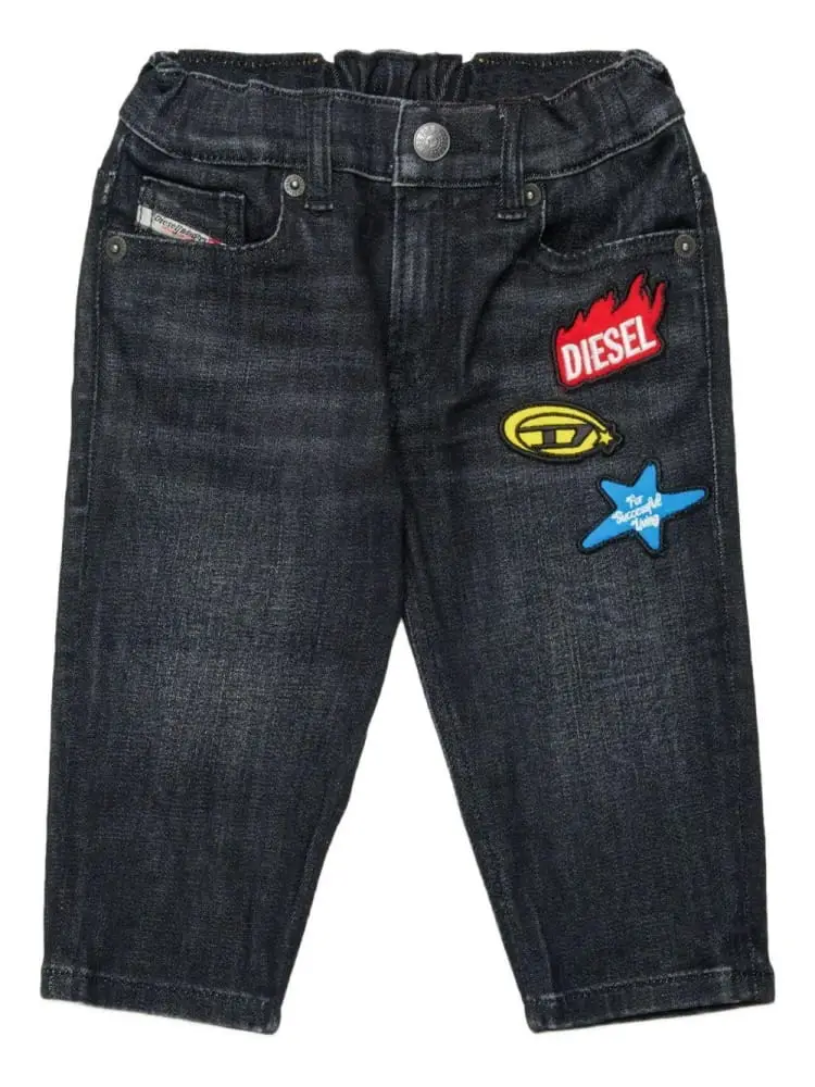 pantalone in denim nero neonato con logo