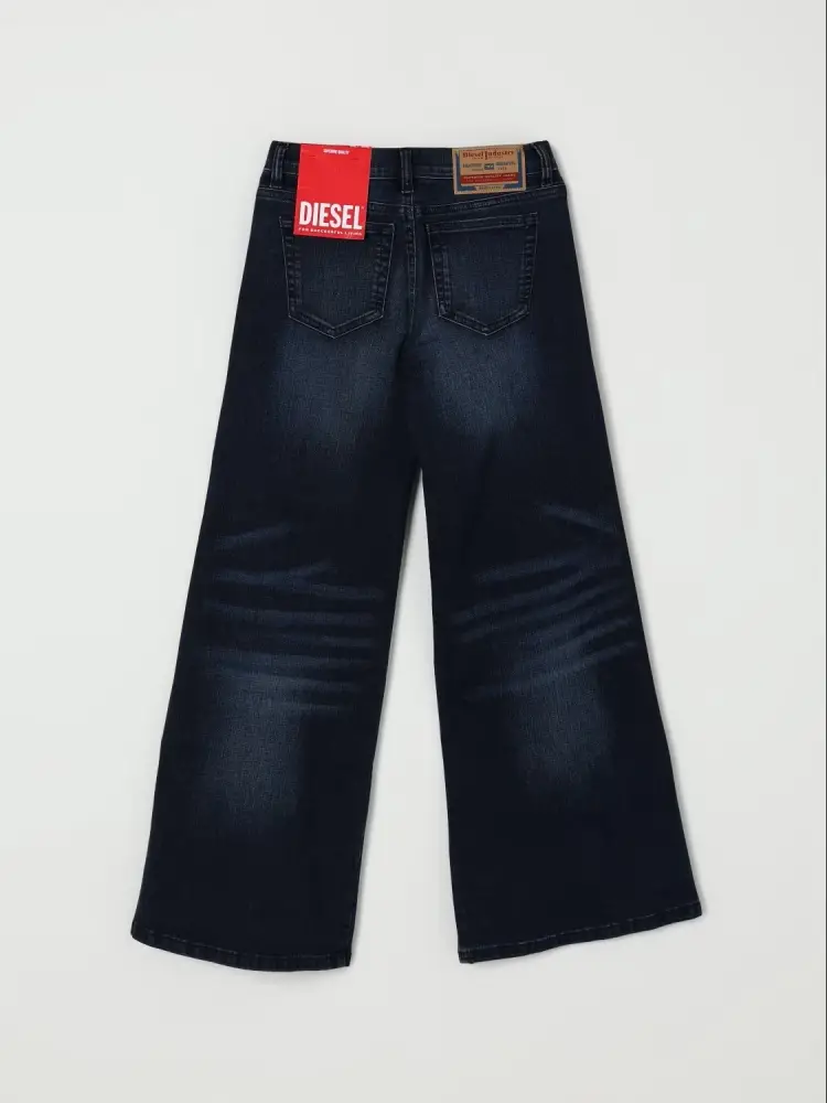 pantalone in denim scuro bambina logo sul retro miniatura 2