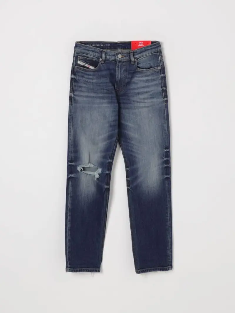 Diesel pantalone in denim scuro bambino effetto slavato logo sul retro
