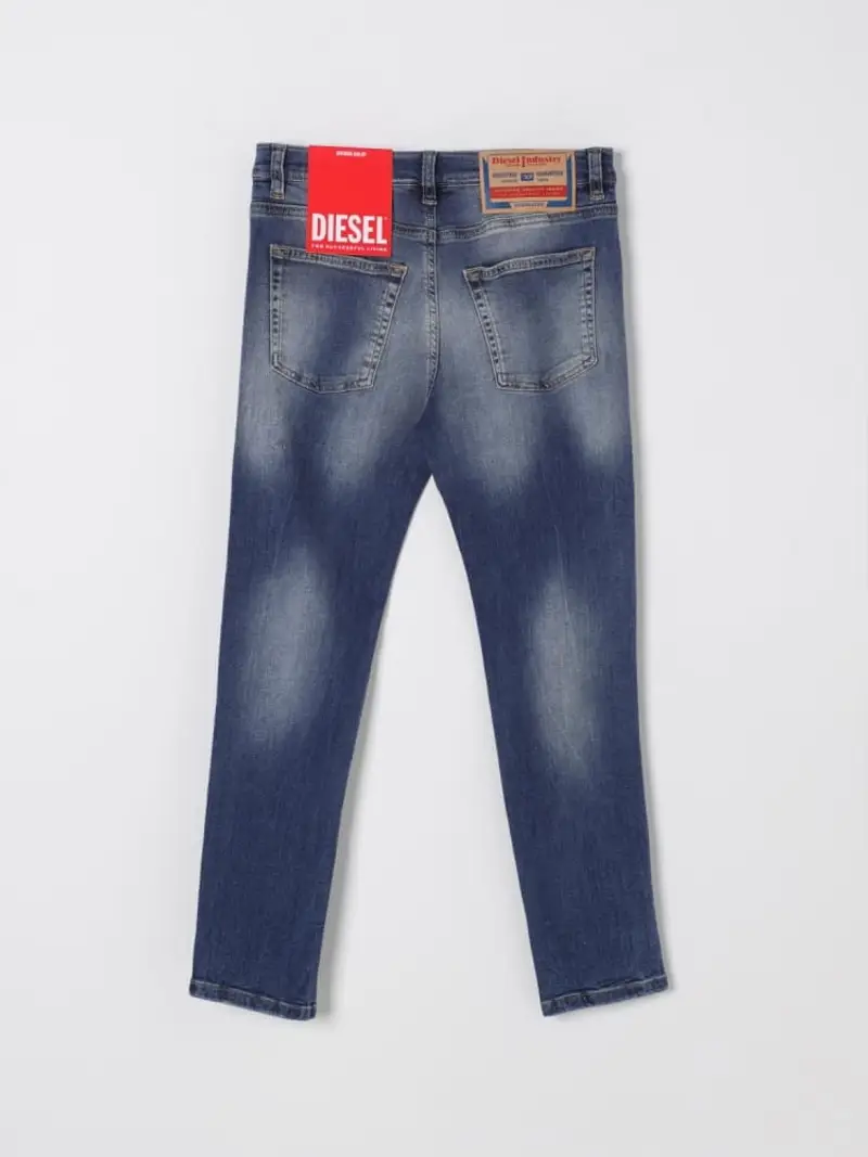Diesel pantalone in denim scuro bambino effetto slavato logo sul retro miniatura 2