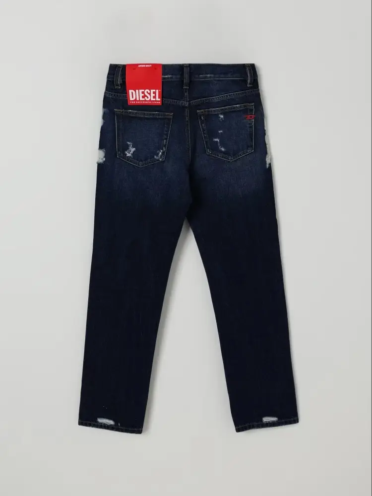 pantalone in denim scuro bambino logo sul retro miniatura 2