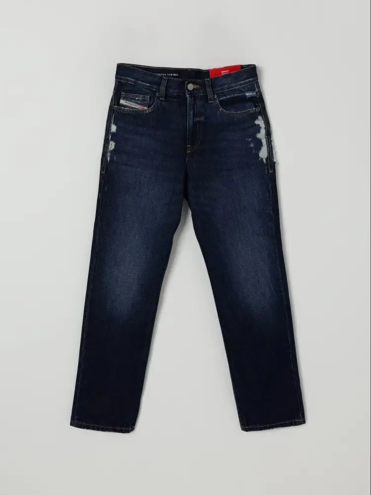 pantalone in denim scuro bambino logo sul retro