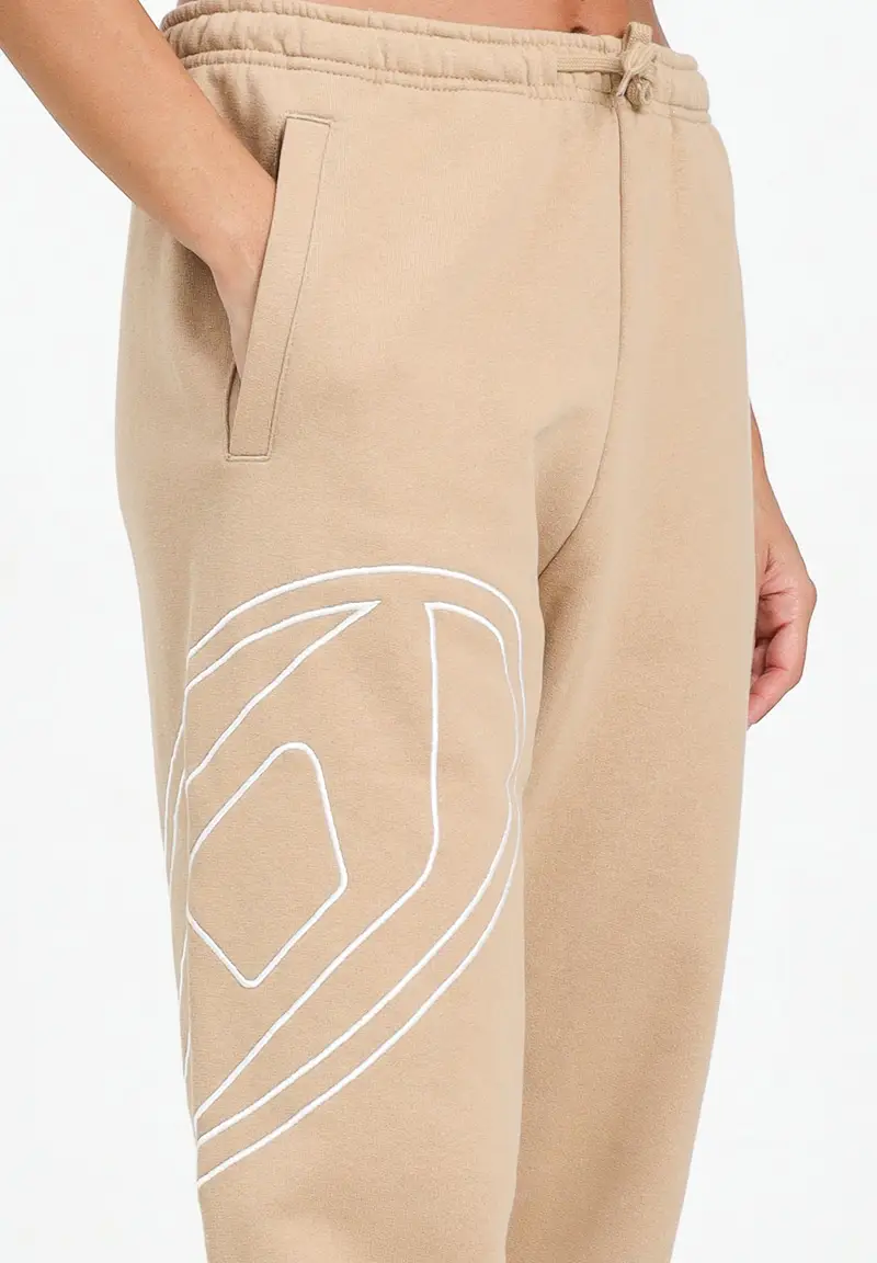 DIESEL Pantalone sportivo beige per donna, ragazzi e bambini con maxi logo Oval D miniatura 2