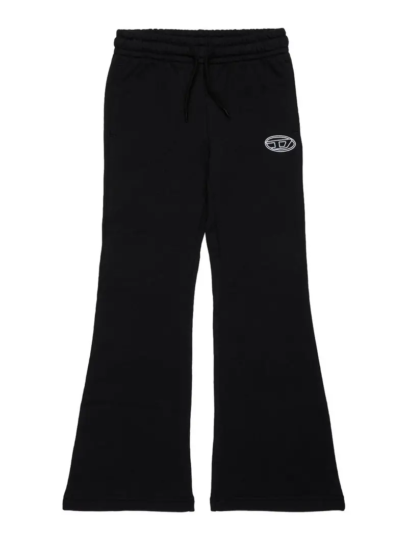 Pantaloni a zampa in cotone nero con logo