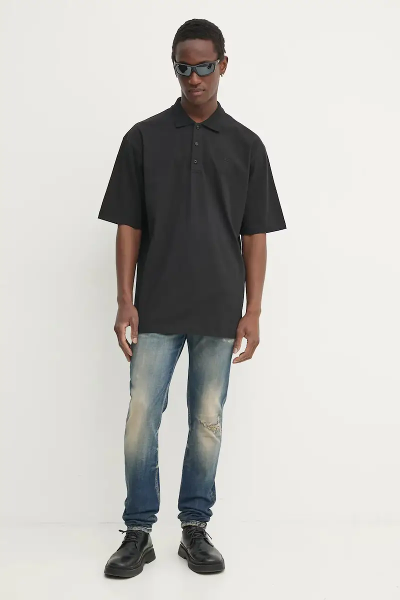 polo in cotone colore nero A10763.0HGAM miniatura 2