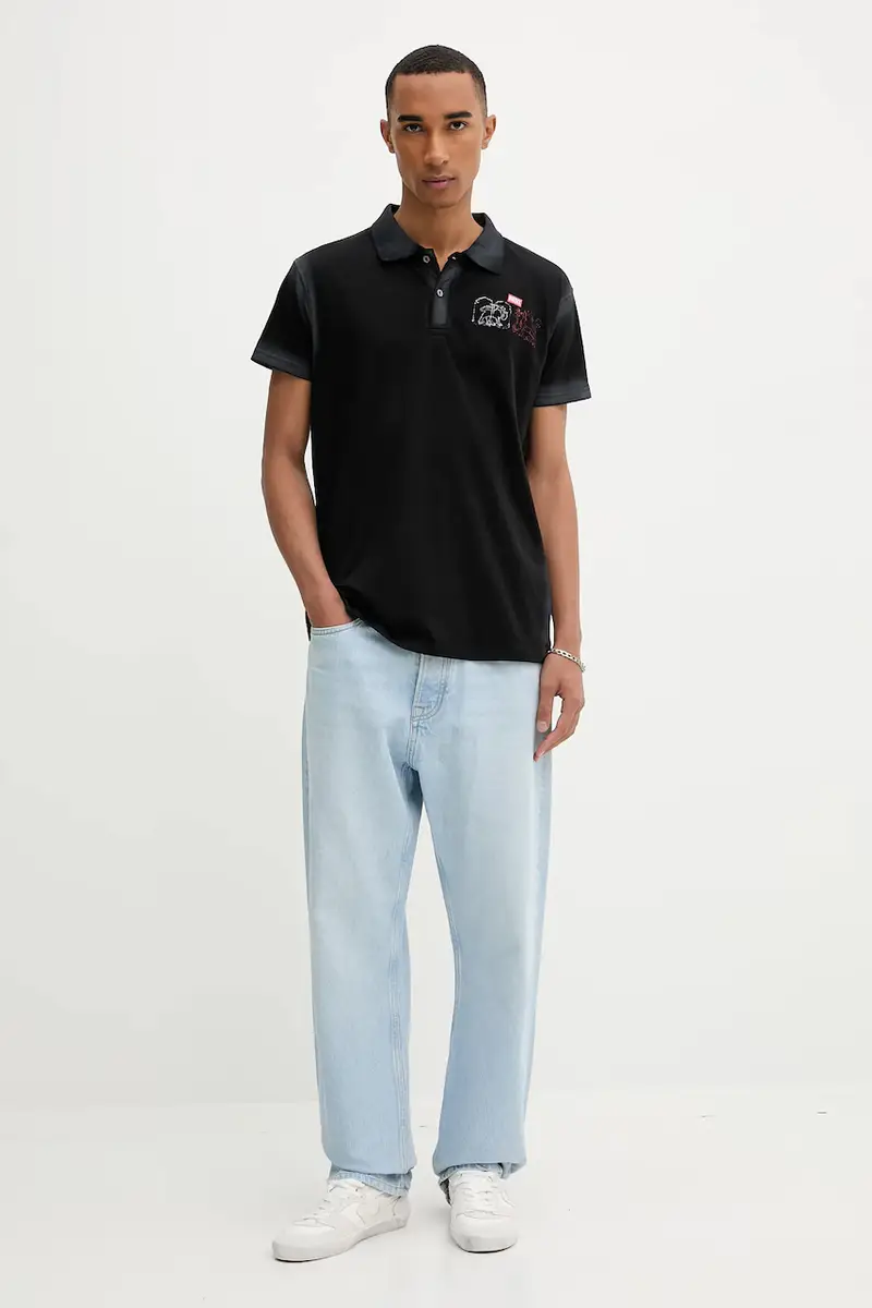 polo in cotone T-NOAH-NC colore nero A18481.0PLBS miniatura 2