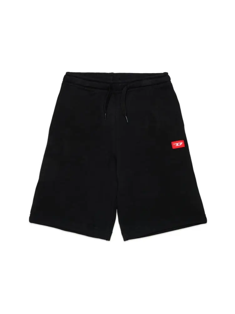 short kids/junior in cotone nero con patch logo