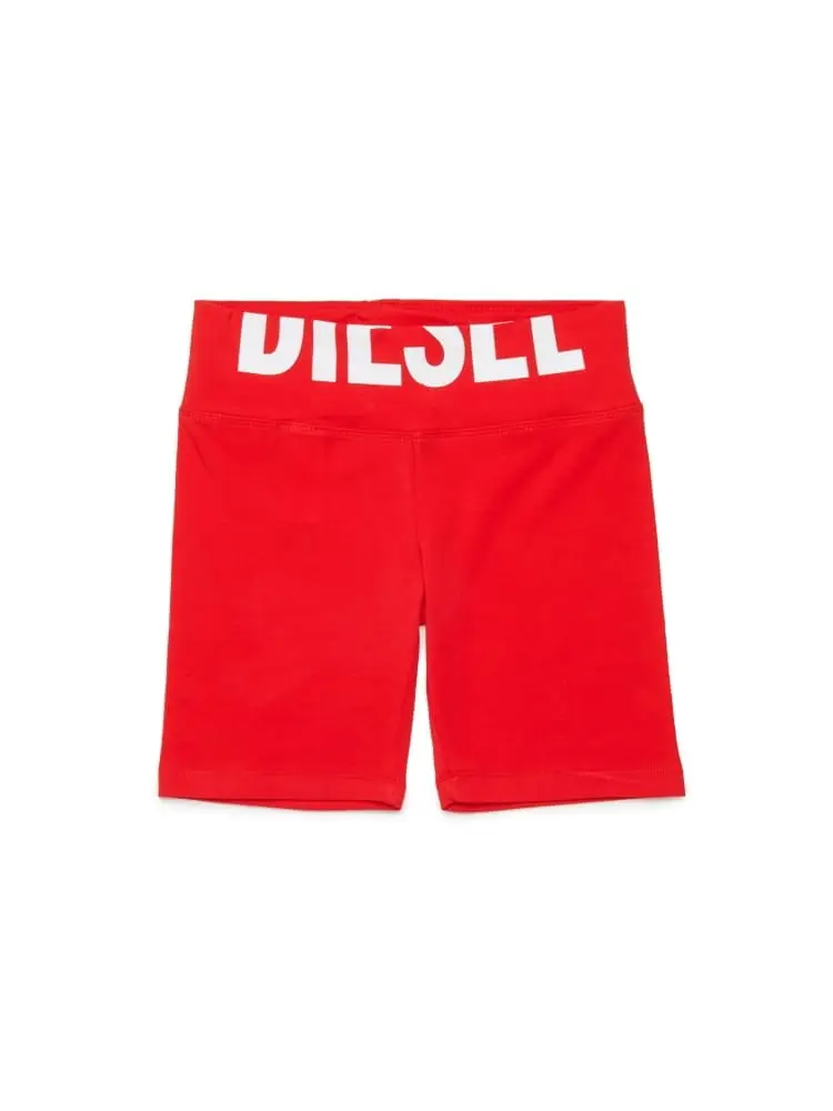 short leggins kids/junior in cotone rosso con logo