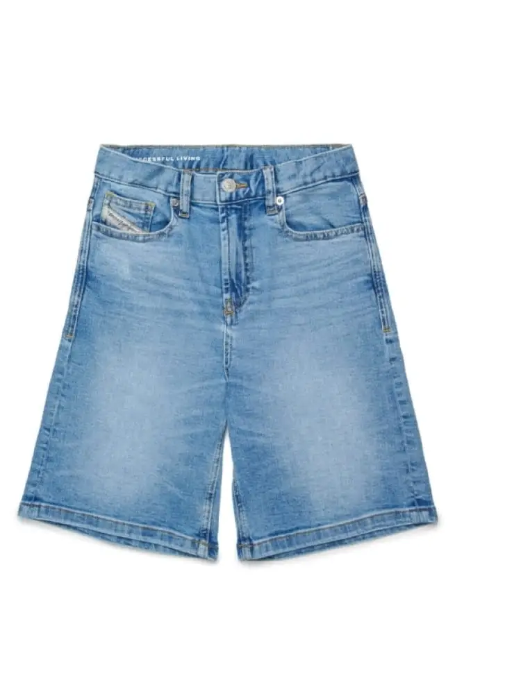 shorts in denim bambina mini logo