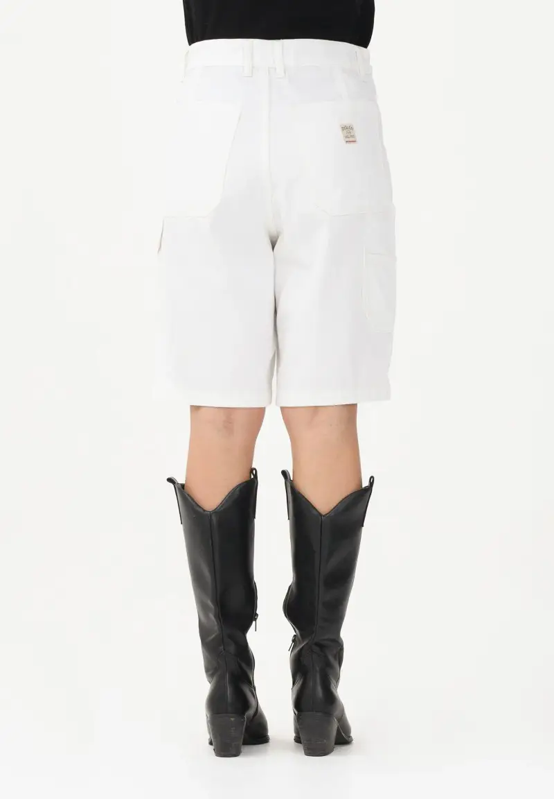 Shorts in denim bianco per donna, ragazzi e bambini con logo miniatura 3