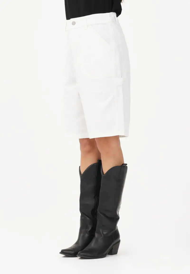 Shorts in denim bianco per donna, ragazzi e bambini con logo