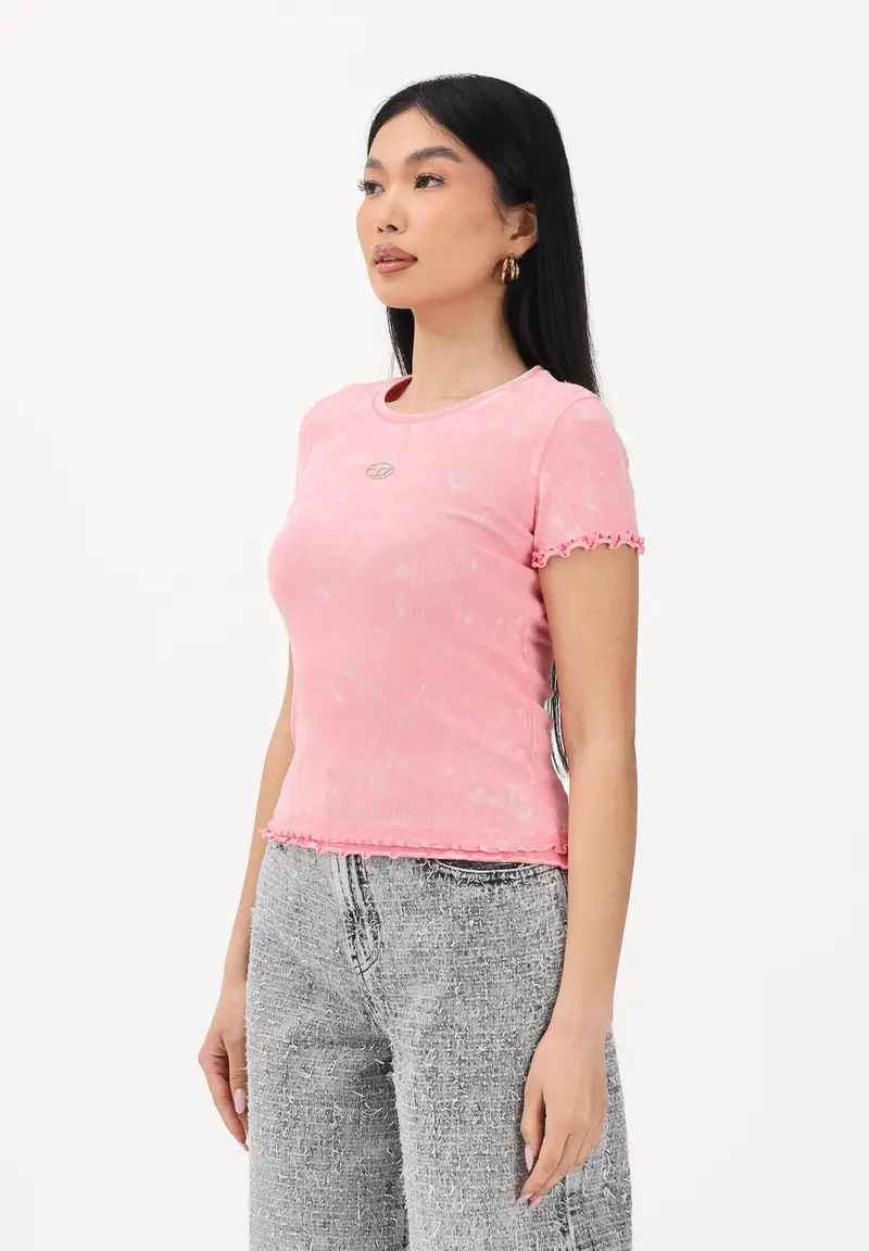 T-shirt a manica corta rosa per donna, ragazze e bambine con logo