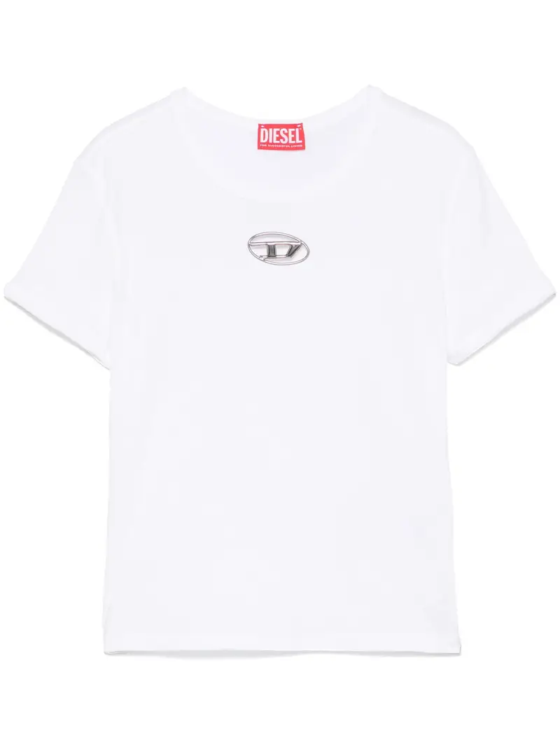 t-shirt con placca logo BIANCO