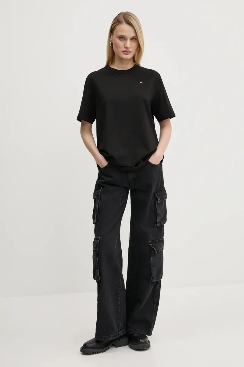 t-shirt in cotone T-ADJUST-MICRODIV T-SHIRT colore nero con applicazione A14931.0NIAX miniatura 3