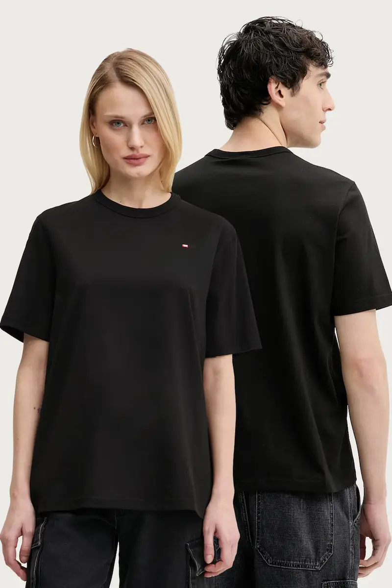 t-shirt in cotone T-ADJUST-MICRODIV T-SHIRT colore nero con applicazione A14931.0NIAX
