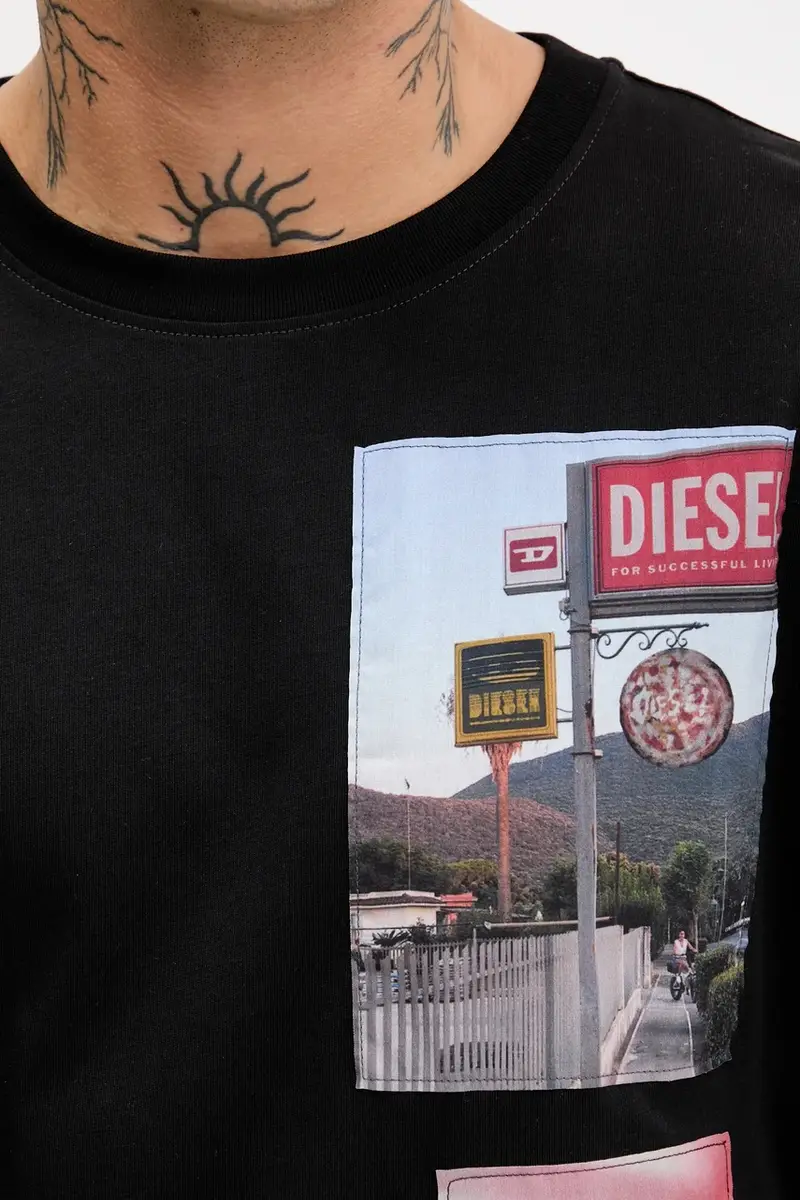 Diesel T-shirt Uomo Nero 3275829 miniatura 5