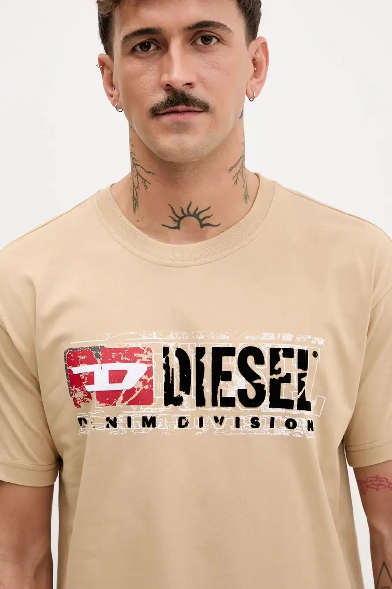 Diesel T-shirt Uomo Beige 3242670 miniatura 4