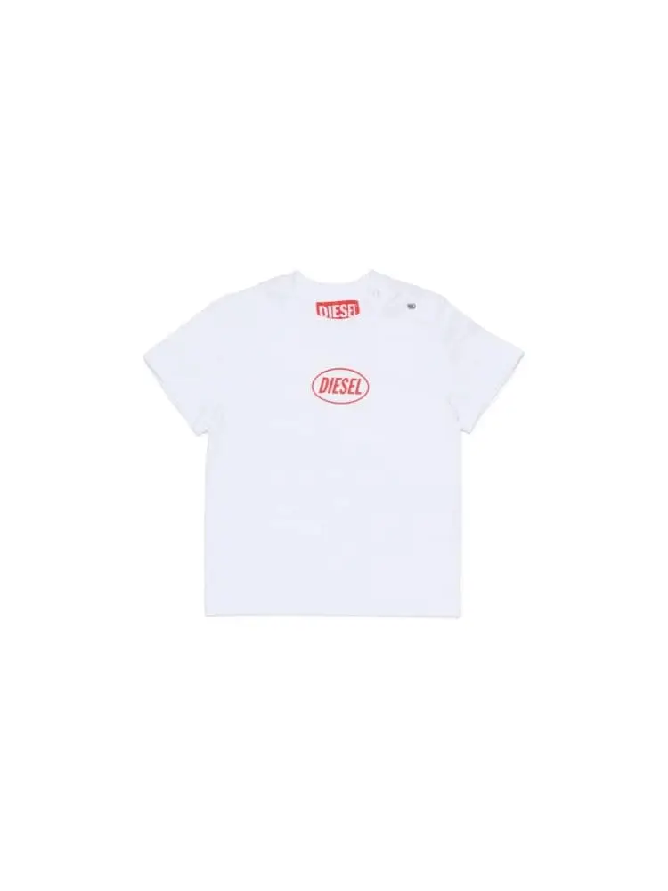 t-shirt infant in cotone bianco con logo oval d