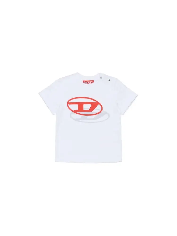 t-shirt infant in cotone bianco con stampa logo