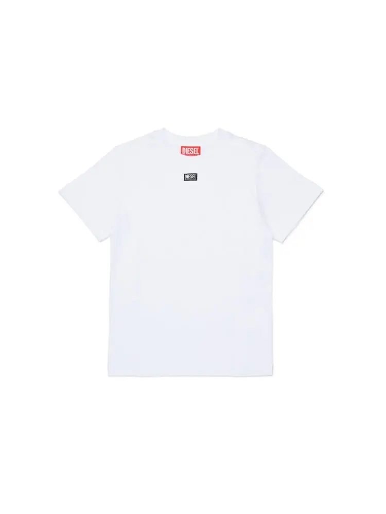 t-shirt kids/junior in cotone bianco con patch logo