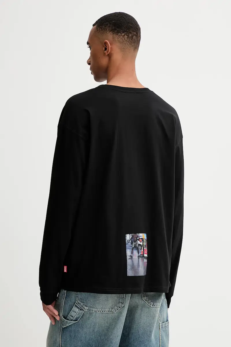 top a maniche lunghe in cotone T-BOXT-LS-T5 colore nero con applicazione A19468.0PLAT miniatura 3