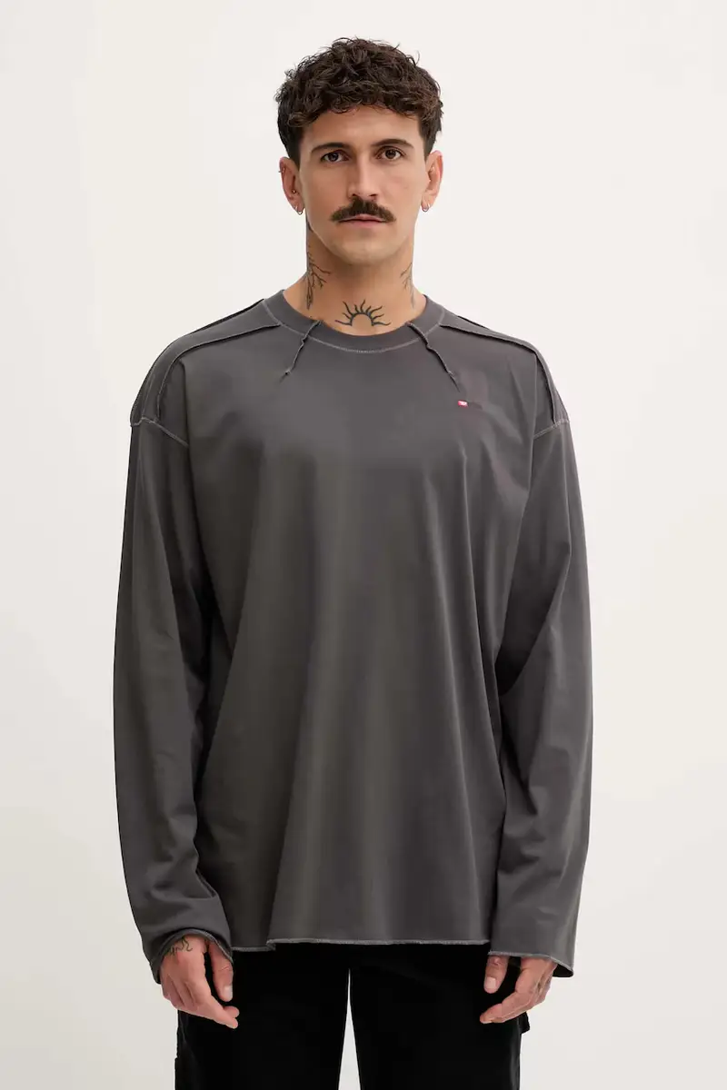 top a maniche lunghe in cotone T-CRAHOR-BOXT-LS-T1 colore grigio A19464.0NIAX