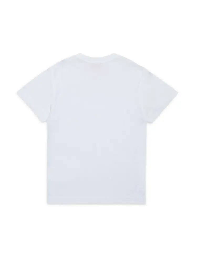 tshirt bianca bambino in cotone logo a contrasto miniatura 2