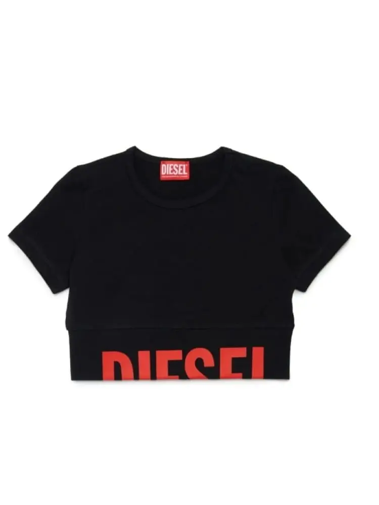 tshirt nera bambina maxi logo