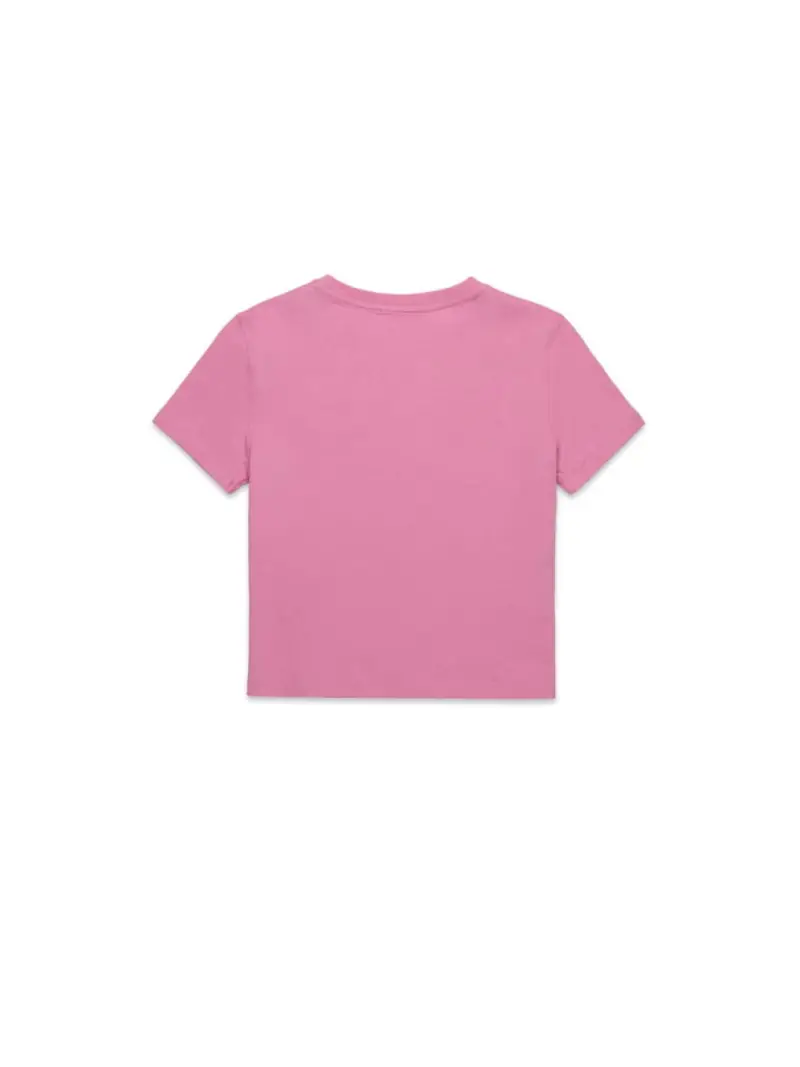 Diesel tshirt rosa bambina in cotone logo con strass sul petto miniatura 2