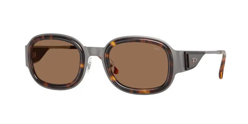 Unisex DIESEL DL1020 104373 Occhiali da sole Metallo Grigio Marrone Squadrata Normale