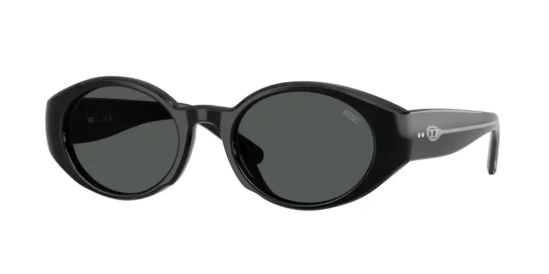 Unisex DIESEL DL2008F 200187 Occhiali da sole Acetato Nero Nero Rotonda Normale