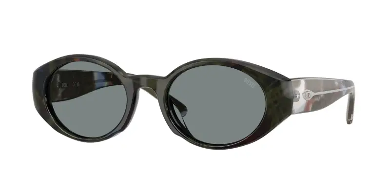 Unisex DIESEL DL2008F 2042/1 Occhiali da sole Acetato Verde Grigio Rotonda Normale