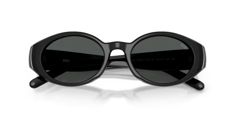 Unisex DIESEL DL2008U 200187 Occhiali da sole Acetato Nero Nero Rotonda Normale miniatura 2