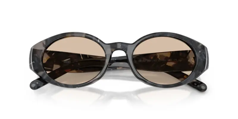 Unisex DIESEL DL2008U 204193 Occhiali da sole Acetato Grigio Marrone Rotonda Normale miniatura 2