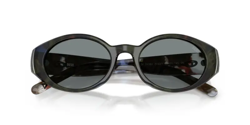 Unisex DIESEL DL2008U 2042/1 Occhiali da sole Acetato Verde Grigio Rotonda Normale miniatura 2