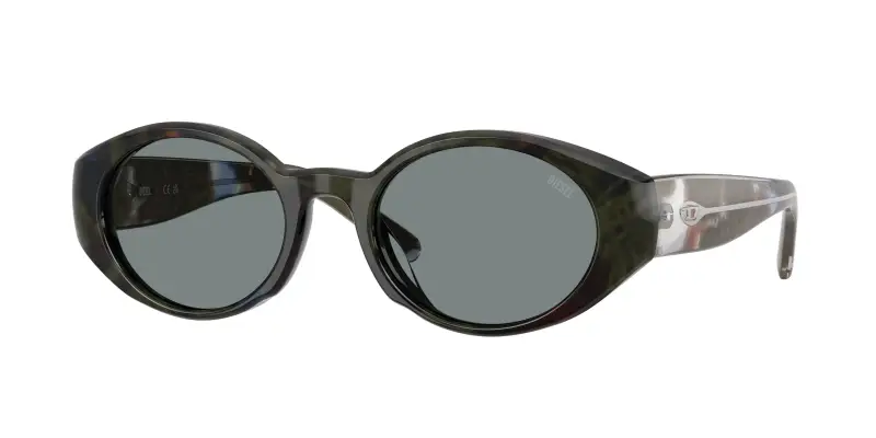 Unisex DIESEL DL2008U 2042/1 Occhiali da sole Acetato Verde Grigio Rotonda Normale