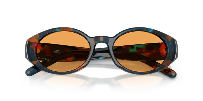 Unisex DIESEL DL2008U 2043/7 Occhiali da sole Acetato Blu Arancione Rotonda Normale miniatura 2