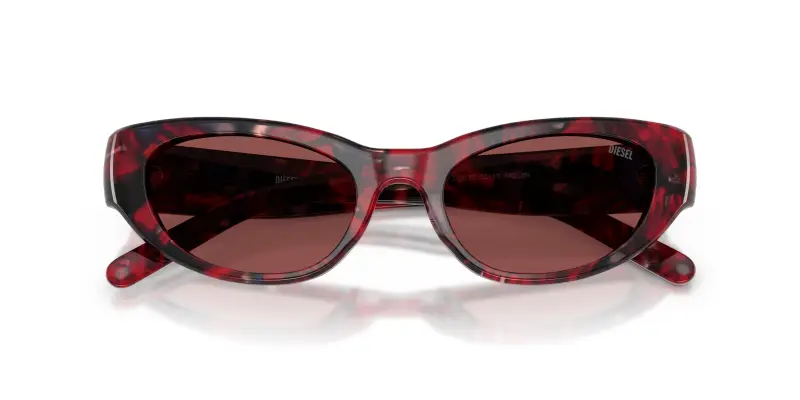 Unisex DIESEL DL2010U 204075 Occhiali da sole Acetato Tartaruga Viola Cat Eye Normale miniatura 2